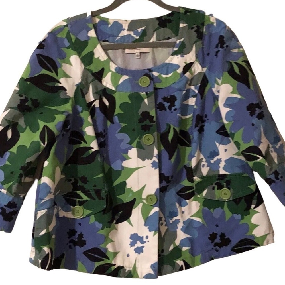 Jones New York blue floral blazer jacket